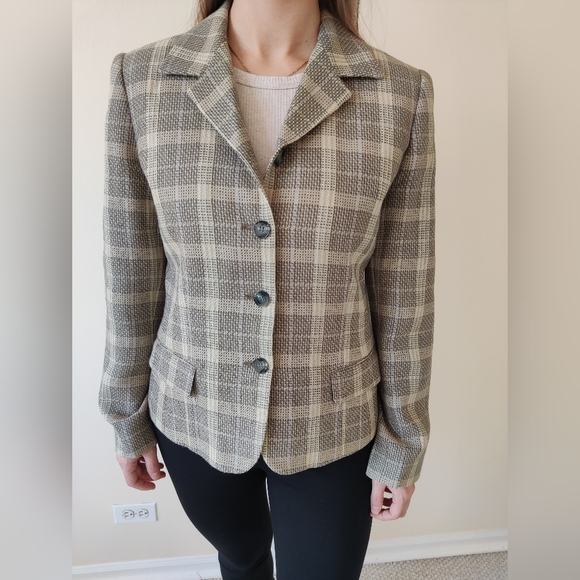 NWOT Patterned Wool Blazer - Picture 9 of 13